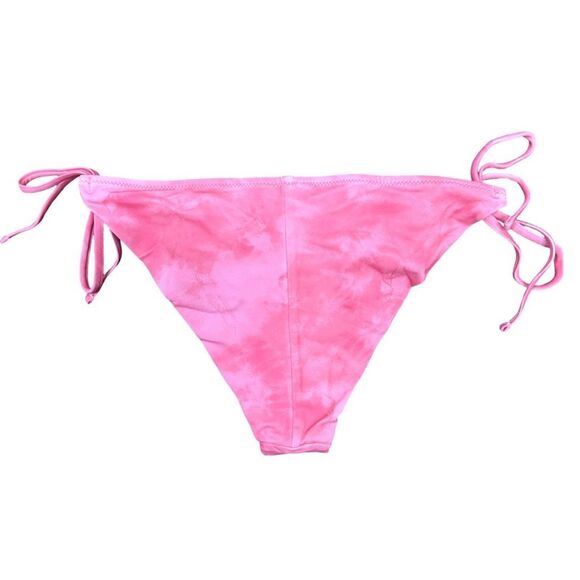 aerie Pink Embroidered Side Tie Bikini Bottoms - Size Medium - Picture 3 of 5